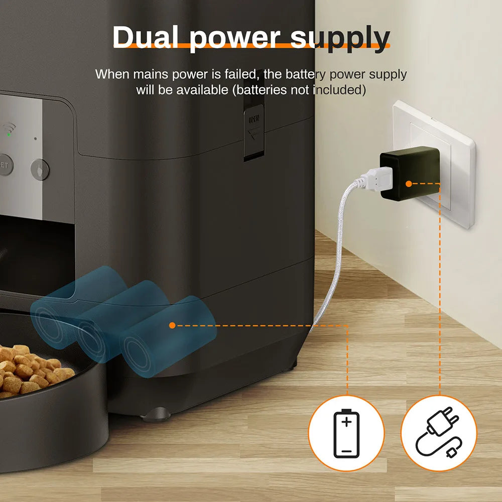 Automatic Pet Feeder Button / WiFi Version Auto Cat Food Dispenser Accessories Smart Control Pet Feeder For Cats Dog Dry Food