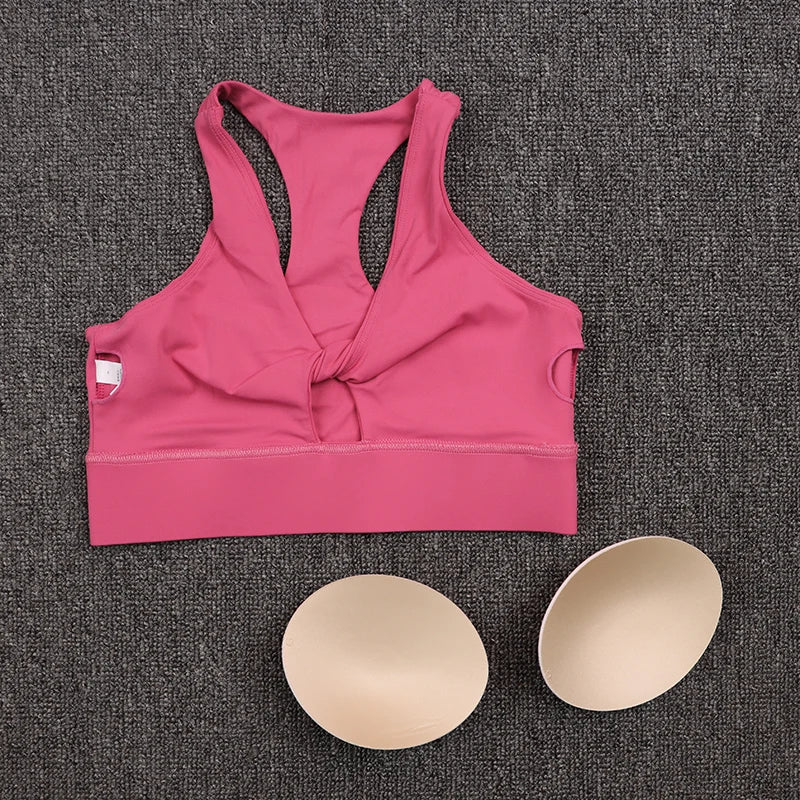 SOISOU Nylon Yoga Crop Top Bra For Women Gym Sport Sexiest Bra Chest Pad Removable Elastic Tight Breathable Top Women 6 Colors