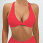 Sexy Deep V Sports Bra Women Strappy Backless High Support Impact Yoga Underwear Running Fitness Workout Gym Top Padded Bralette