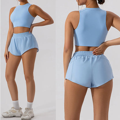 Short sleeve tank top/Mini shorts/Sports bra Gym Wear