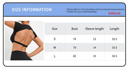 Sexy Hollow Beauty Back Crop Top Short Sleeve Yoga Shirt Women Fitness Workout Tops Gym Clothes Sportswear Running T-shirts