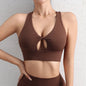 SOISOU Nylon Yoga Crop Top Bra For Women Gym Sport Sexiest Bra Chest Pad Removable Elastic Tight Breathable Top Women 6 Colors
