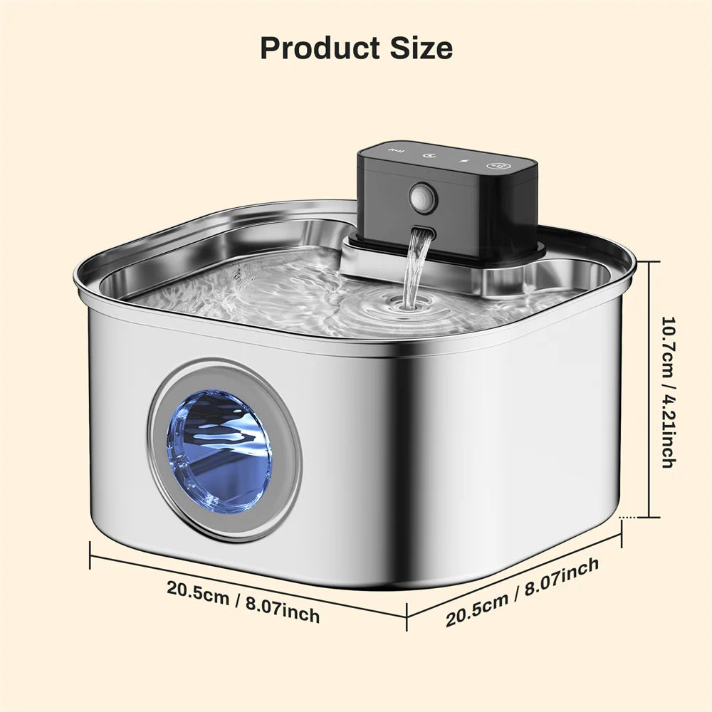 3L Stainless Steel Wireless Recharging Sensor Cat Water Fountain Auto Drinking Fountain For Cats Dog Drinker Pet Dispenser Bowl