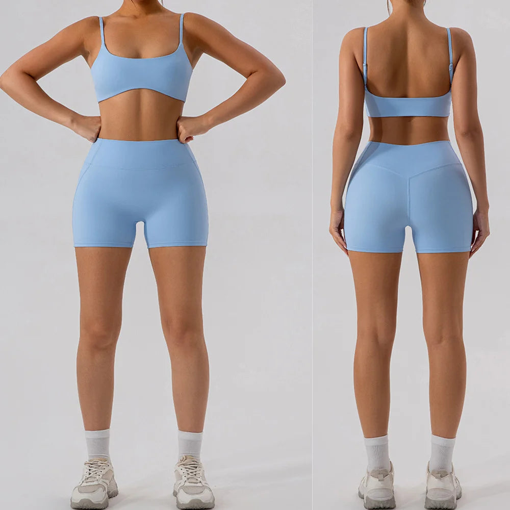 Short sleeve tank top/Mini shorts/Sports bra Gym Wear