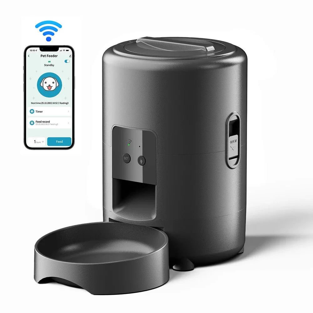 Automatic Pet Feeder Button / WiFi Version Auto Cat Food Dispenser Accessories Smart Control Pet Feeder For Cats Dog Dry Food