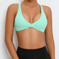 Sexy Deep V Sports Bra Women Strappy Backless High Support Impact Yoga Underwear Running Fitness Workout Gym Top Padded Bralette