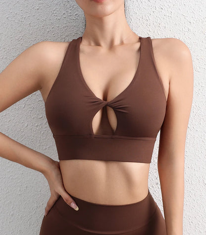 SOISOU Nylon Yoga Crop Top Bra For Women Gym Sport Sexiest Bra Chest Pad Removable Elastic Tight Breathable Top Women 6 Colors