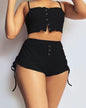 Short Sets Women Two Piece Set Sexy Matching Sets Sleeveless Backless Tops Shorts Pants Casual Elegant Splice Elastic Waist