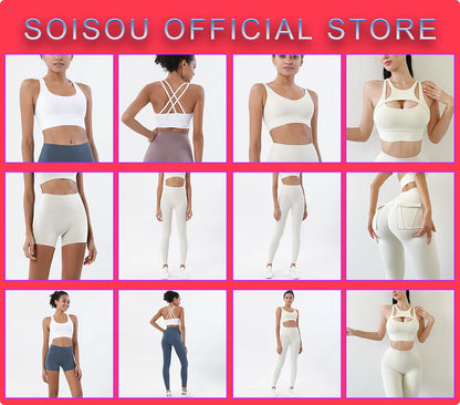 SOISOU Nylon Yoga Crop Top Bra For Women Gym Sport Sexiest Bra Chest Pad Removable Elastic Tight Breathable Top Women 6 Colors