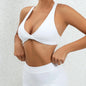 Sexy Deep V Sports Bra Women Strappy Backless High Support Impact Yoga Underwear Running Fitness Workout Gym Top Padded Bralette