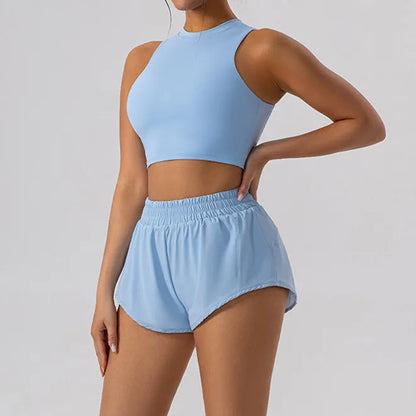 Short sleeve tank top/Mini shorts/Sports bra Gym Wear