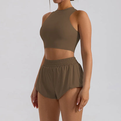 Short sleeve tank top/Mini shorts/Sports bra Gym Wear