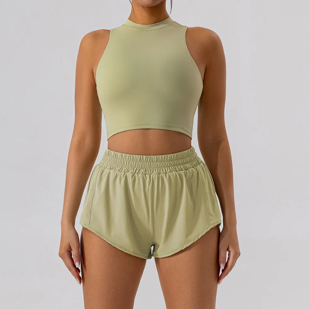 Short sleeve tank top/Mini shorts/Sports bra Gym Wear