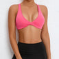 Sexy Deep V Sports Bra Women Strappy Backless High Support Impact Yoga Underwear Running Fitness Workout Gym Top Padded Bralette