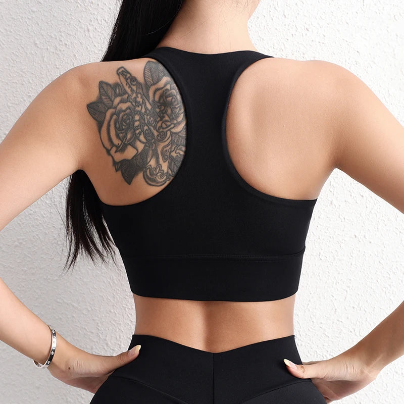 SOISOU Nylon Yoga Crop Top Bra For Women Gym Sport Sexiest Bra Chest Pad Removable Elastic Tight Breathable Top Women 6 Colors