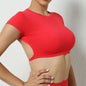 Sexy Hollow Beauty Back Crop Top Short Sleeve Yoga Shirt Women Fitness Workout Tops Gym Clothes Sportswear Running T-shirts