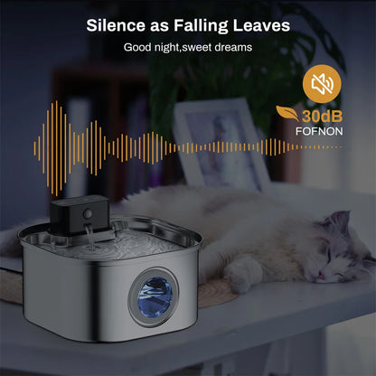3L Stainless Steel Wireless Recharging Sensor Cat Water Fountain Auto Drinking Fountain For Cats Dog Drinker Pet Dispenser Bowl