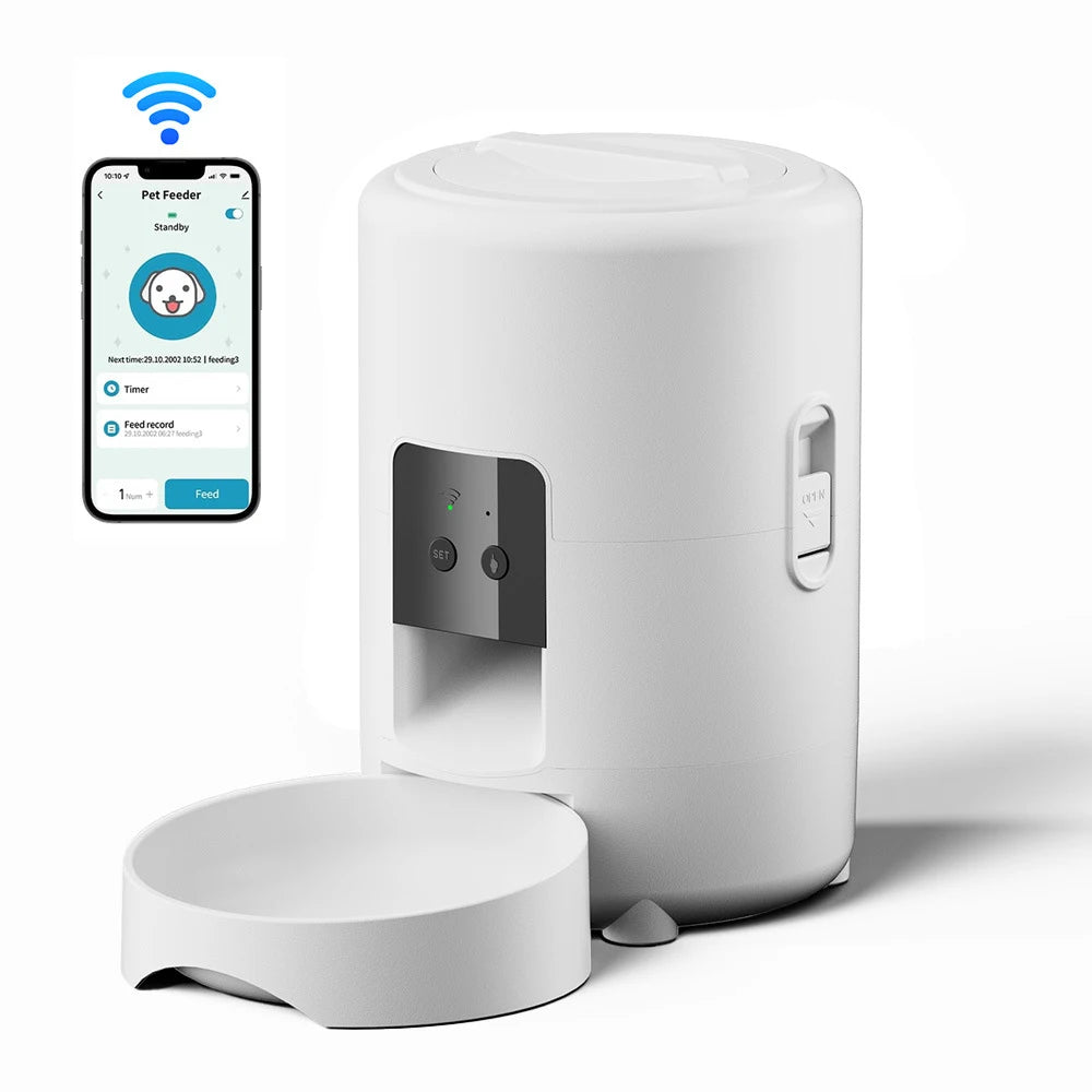 Automatic Pet Feeder Button / WiFi Version Auto Cat Food Dispenser Accessories Smart Control Pet Feeder For Cats Dog Dry Food