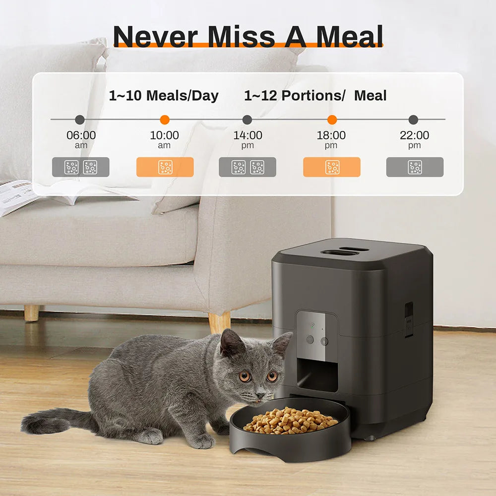 Automatic Pet Feeder Button / WiFi Version Auto Cat Food Dispenser Accessories Smart Control Pet Feeder For Cats Dog Dry Food