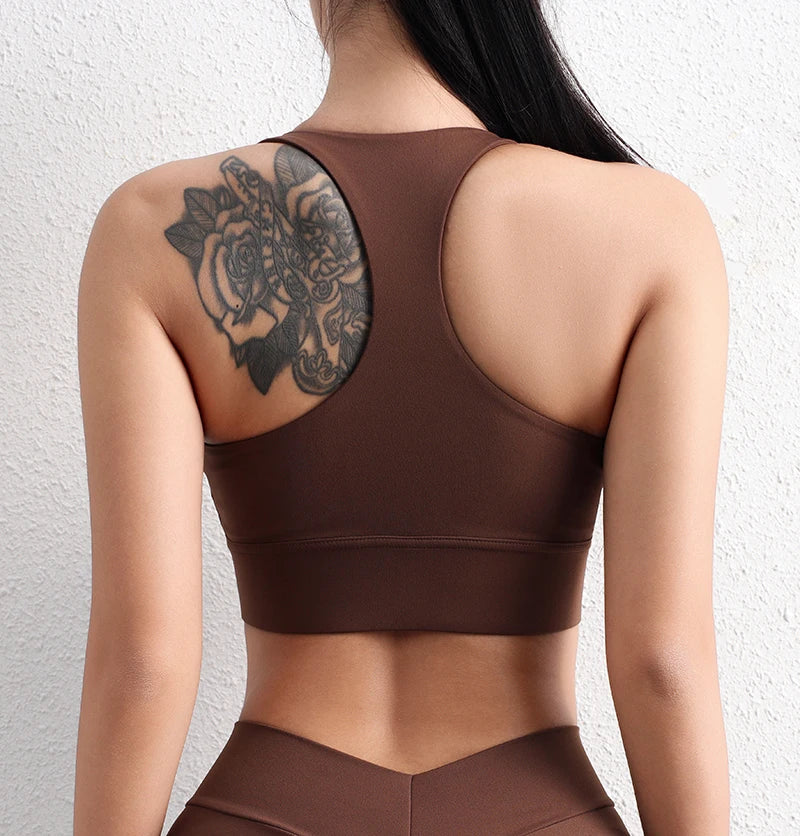 SOISOU Nylon Yoga Crop Top Bra For Women Gym Sport Sexiest Bra Chest Pad Removable Elastic Tight Breathable Top Women 6 Colors