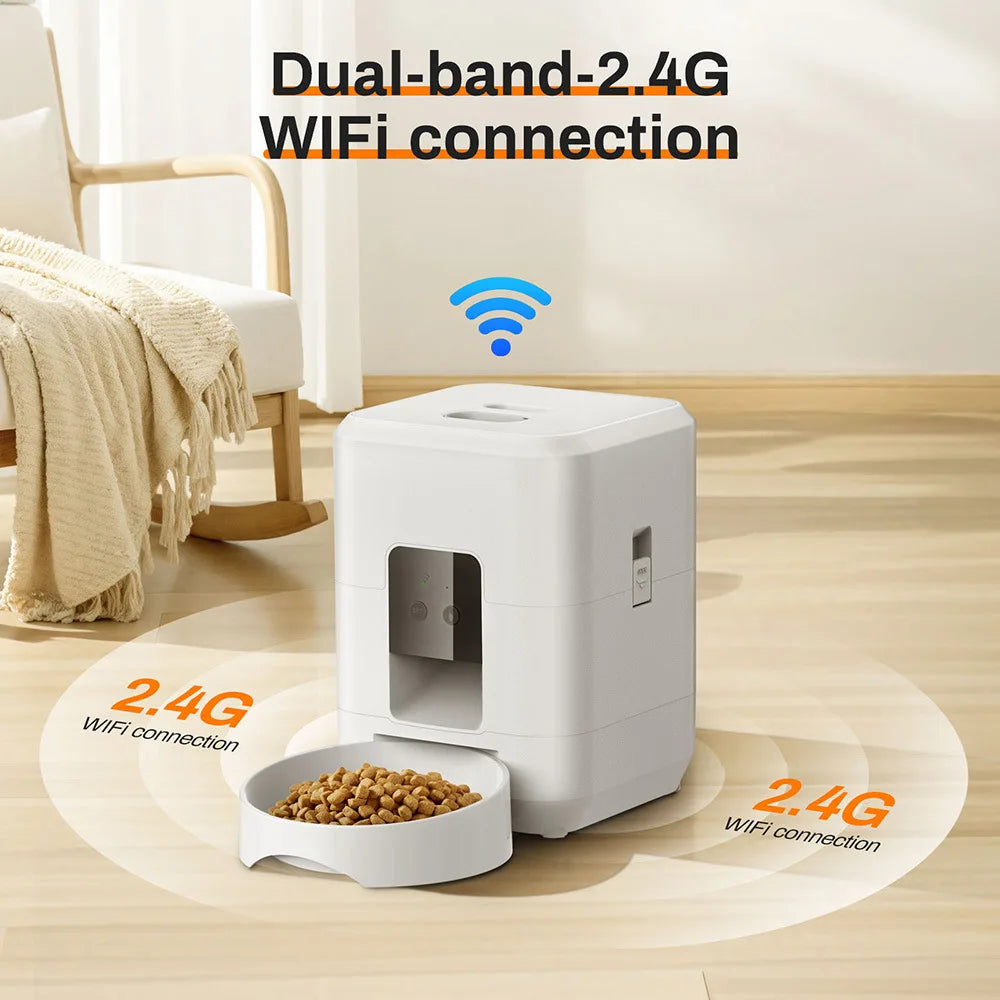 Automatic Pet Feeder Button / WiFi Version Auto Cat Food Dispenser Accessories Smart Control Pet Feeder For Cats Dog Dry Food
