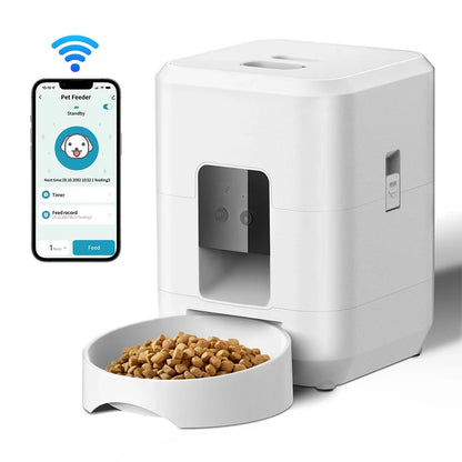 Automatic Pet Feeder Button / WiFi Version Auto Cat Food Dispenser Accessories Smart Control Pet Feeder For Cats Dog Dry Food