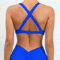 Sexy Deep V Sports Bra Women Strappy Backless High Support Impact Yoga Underwear Running Fitness Workout Gym Top Padded Bralette